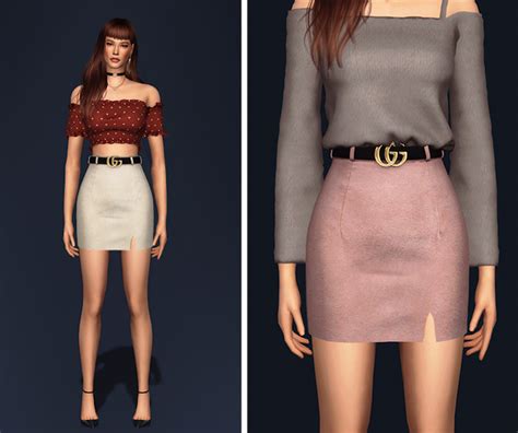 gucci black skirt with belt|Gucci skirt sims 4.